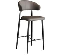 YZYSHA High Bar Stools Upholstered Faux Leather Chairs with Metal Legs Amp Footrest Ideal for Counters Home bar-s and(Grey,65cm/25.6in)