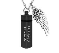 YZYSHA I Still Need You Close to Me - Stainless Steel Urn Necklaces Silver Cylinder Cremation Pendant Necklace for Memorial Human Pet Ashes