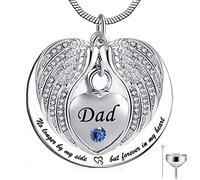 YZYSHA No Longer by Side, but Forever in My Heart Stainless Steel Memorial Cremation Urn Pendants Necklace for Ashes - DAD