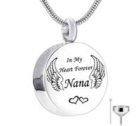 YZYSHA Pendant Cremation Jewelry in my heart forever Urn Necklace wings Memorial Ashes Holder Keepsake