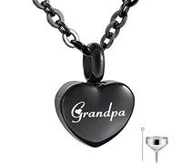 YZYSHA Personalized Custom Black Heart Urn Necklaces for Ashes Memorial Pendant Keepsake Cremation Jewelry