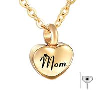 YZYSHA Personalized Custom Gold Heart Urn Necklaces for Ashes Memorial Pendant Keepsake Cremation Jewelry