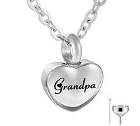 YZYSHA Personalized Custom Silver Heart Urn Necklaces for Ashes Memorial Pendant Keepsake Cremation Jewelry