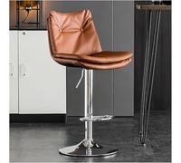 YZYSHA Pu Leather Bar Stool 80cm 24 32inch Adjustable Swivel Chair Counter Height bar-stool with Footrest and Back(B,Silver Leg)