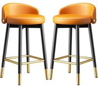 YZYSHA Pu Leather Bar Stools Set of 2 Breakfast Counter with Metal Legs Sturdy and Not Easily Tilted Upholstered Kitchen(D,65cm/25.5inch)