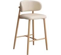 YZYSHA Pu Leather Upholstered High Bar Stools Kitchen Breakfast with Backrest and Footrest Chairs for Island Pub(Off-White,65cm/25.6in)