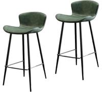 YZYSHA Set of 2 High Bar Stools Faux Leather bar-stool with Back and Legs Ideal for Counters Home bar-s Kitchen(Green,65cm/25.6in)