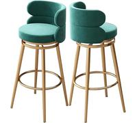 YZYSHA Swivel Counter Height Bar Stools Kitchen Upholstered Set of 2 High bar-stools with Backs Metal Tall Island(Green,75cm)