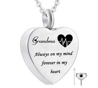 YZYSHA Urn Necklace for Always on Mind Forever in My Heart Cremation Memorial Ashes Keepsake Pendant Birthstone Jewelry