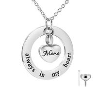 YZYSHA Urn Necklaces Engraved Always in My Heart Personalized Cremation Keepsake Necklace for Ashes-silver