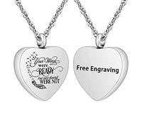 YZYSHA Urn with PCs Birthstones Ashes Necklace Stainless Steel Cremation Pendant Human for Pet Ash Holder - Your Wings were Ready But My Heart was not
