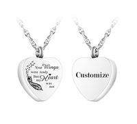 YZYSHA Urn with PCs Birthstones Ashes Necklace Stainless Steel Cremation Pendant Human for Pet Ash Holder - Your Wings were Ready But My Heart was not
