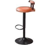 YZYSHA Vintage Bar Stools with Deep Button Tufting Wooden Kitchen Stool Sturdy Black Metal Legs Height Adjustable 20cm and (Orange)