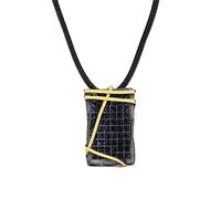 YZYSHHX black two-tone pendant set with blue zirconium collarbone chain square geometric black jewelry couple pendant