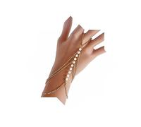 YZYSHHX Bracelet Hand Chain for Women Layered Pearl Finger Ring Bracelet Boho Slave Bracelet Hand Harness Chain Imitation Pearl Chain Ring Bracelet Jewelry for Girls