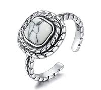 YZYSHHX Jewellery Open Adjustable Finger Ring - Creative Hand-Carved Full Circle of Leaves Thumb Ring,Palace 5-6Mm Turquoise Joint Ring,Jewellery Gift for Her Jewellery