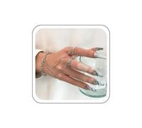 YZYSHHX Punk Finger Ring Bracelet Layered Tassel Chain Bracelet Two Link Rings Chain Bracelet Slave Hand Harness Wirst Bracelet Adjustable Finger Chain Bracelet Jewelry for Women and Girls