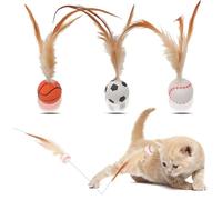 YZZT 3pcs Cat Ball Toys Interactive Feather Toy for Indoor Cats Bouncy Interactive Cat Ball Toyss Chat Feather Toy Balls Chat Toys for Indoor Cats Adult Teaser Bite Resistant Bouncy Tails Toy
