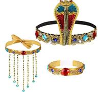 YZZT 3pcs Egyptian Costume Accessories Set Halloween Egyptian headpiece Accessories Egyptian Cobra Headpiece Snake Beaded Medusa Headpiece for Halloween Costumes Vintage Party