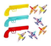 YZZT 3pcs Kids Aircraft Launcher Set, a total of 6 planes!Glider, Plane Launcher, Complimentary Stickers, Fun Outdoor Toys!- Suitable for ages 4+