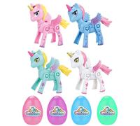 YZZT 4pcs Filled Easter Egg with Unicorn Toys Filled Easter Eggs Easter Party Favor for Girls Toddlers Kids Easter Egg Hunt Party Bags Gifts for Kids Party Classroom Prize Supplies