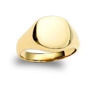 (Z+1) Jewelco London Men's Solid 9ct Yellow Gold Square Cushion Signet Ring - JRN148