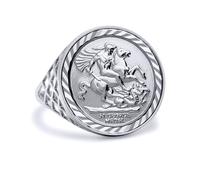(Z+1) Jewelco London Sterling Silver St George Dragon Slayer Basket Full-Sovereign-Size Ring (not a sovereign coin) - ARN083
