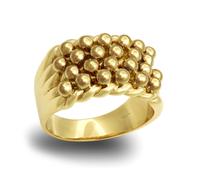 (Z+2) Jewelco London Men's Solid 9ct Yellow Gold 4 Row King George III Keeper Guard Rope Edge Ring - JRN084
