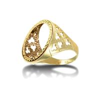 (Z+2) Jewelco London Men's Solid 9ct Yellow Gold Clubs Clovers Full Sovereign Mount Ring - JRN177-F