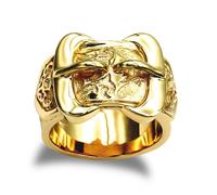 (Z+3) Jewelco London Men's Solid Gold-plated Silver Double Buckle Ring - ARN200-GP