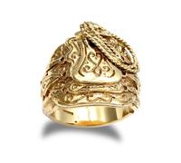(Z+3) Jewelco London Men's Solid Gold-plated Silver Horse Saddle Rope Ring - ARN204-GP