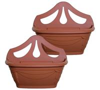 Z&A 42CM Venetian Wall Planter - 7L Hanging Flower Pot for Home & Garden - Durable Plastic Fence & Wall Mounted Basket - Stylish Decorative Planter for Indoor & Outdoor Plants (2, Terracotta)