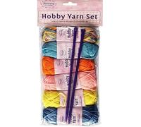 Z&A - 6 Pcs Hobby Yarn Set - Assorted Colour 20g Balls of Soft 100% Polyester Thread with 5mm Knitting Needles - DIY Crochet Craft Kit -Perfect for Kids Adults Art Projects Home School Supplies (1)