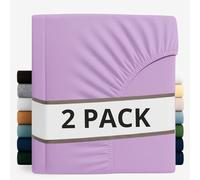 Z&A Bedding 2 Pcs Double Fitted Sheet Lilac - 30CM Extra Deep Elastic Corners Bedsheet - Super Soft Brushed Microfibre Bottom Sheet - Washable, Shrinkage & Fade Resistant