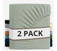 Z&A Bedding 2 Pcs Single Fitted Sheet Sage Green - 30CM Extra Deep Elastic Corners Bedsheet - Super Soft Brushed Microfibre Bottom Sheet - Washable, Shrinkage & Fade Resistant