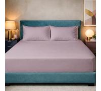 Z&A Bedding Lilac Fitted Sheet Single - 30CM Extra Deep Elastic Corners Bedsheet, Soft Brushed Microfibre Sheet, Washable, Shrinkage & Fade Resistant