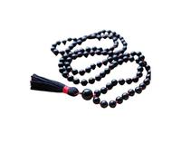 Z.A Gems Natural Black Obsidian Necklace Smooth 108 Mala Prayer Beads for Meditation 10mm Gemstone