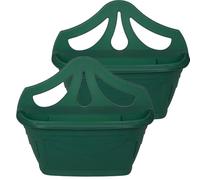 Z&A Homz Z&A Venetian Wall Planter 42CM - 7L Lightweight Garden Flowers Hanging Plastic Baskets Pots - Multicolor Decorative Flat Wall Fence Planter - Ideal For Indoor And Outdoor Use (2x Green)