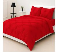 Z&A Pintuck Duvet Cover Set With 2 Pillow cases - Polycotton Cosy Diamond Bed Linen Set - Ultra Soft Comfy Duvet Bed Sets - Breathable & Washable Duvet Cover (Red, Super King 260x220cm)