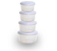 Z&A - Set Of 4 Plastic Boxes - Round Food Storage Clear Container - Kitchen Outdoor Family Picnic & Travel Use - Microwave Freezer & Dishwasher Safe - Food Containers with Lid - Food Preservation Box