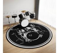 Z·Bling Drum Mat 140cm,Drum Rug Round,Soundproof Mat For Electronic Drums,Non-Slip Drum Rugs Protect Floors,Drum Mats For Drum Accessories,Piano,Electronic Drums,Electric Drum Kit (Black A)