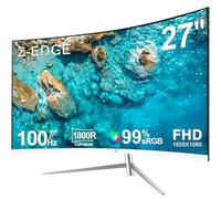 Z-Edge 27 Inch Curved Monitor 100Hz 1080P VA 99% sRGB HDMI VGA, White