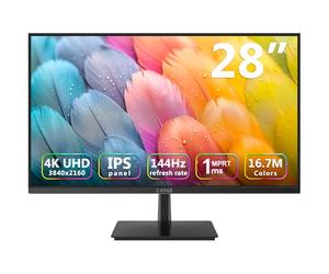 Z-Edge 28 Inch 4K Gaming Monitor 144Hz UHD IPS Panel 3840x2160 1ms MPRT, 300 cd/m² Brightness, FreeSync, HDR10, Ultra-Thin Bezel, DP 1.4 & HDMI 2.1, VESA Mountable, Black