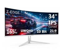 Z-Edge 34 Inch Ultrawide Curved Gaming Monitor 165Hz 3440x1440 1ms DP HDMI | 21:9 IPS UWQHD 1500R, 96% DCI-P3, 1.07B Colors, 10Bit, 120% sRGB, Adaptive Sync, PIP PBP, DP (165Hz) HDMI (100Hz), White