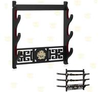 Z-fiber Sword Wall Mount Sword Holder Display Stand Padded Katana Wakizashi Genji and Samurai Swords Dragon Pattern,3 Tier