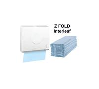 Z Fold Dispenser + 1 PACK BLUE 1ply Paper hand Towels Compact ABS Lockable Wall