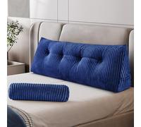 Z-hom Large Wedge Pillow Headboard, Full Triangular Headboard Pillow, Reading Pillow Bed with a Roll Pillow for Bed Sitting Up Sleeping, Backrest Cushion Headboard Gap Pillow for Back,Blue