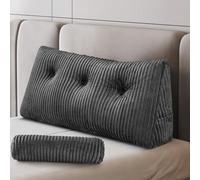 Z-hom Large Wedge Pillow Headboard, Twin Triangular Headboard Pillow, Reading Pillow Standard Bed with a Roll Pillow for Bed Sitting Up Sleeping, Backrest Cushion Headboard Gap Pillow for Back, Grey