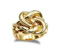 Jewelco London Men's Gold-Plated Silver Square Double Love Knot Ring in Gold | Size: Z Jewelco London Gold Z