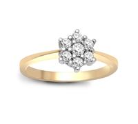 (Z) Jewelco London Ladies Solid 9ct Gold Cluster Set Round J SI 0.33ct Diamond Classic 7 Stone Cluster Ring 8.5mm - 9R015